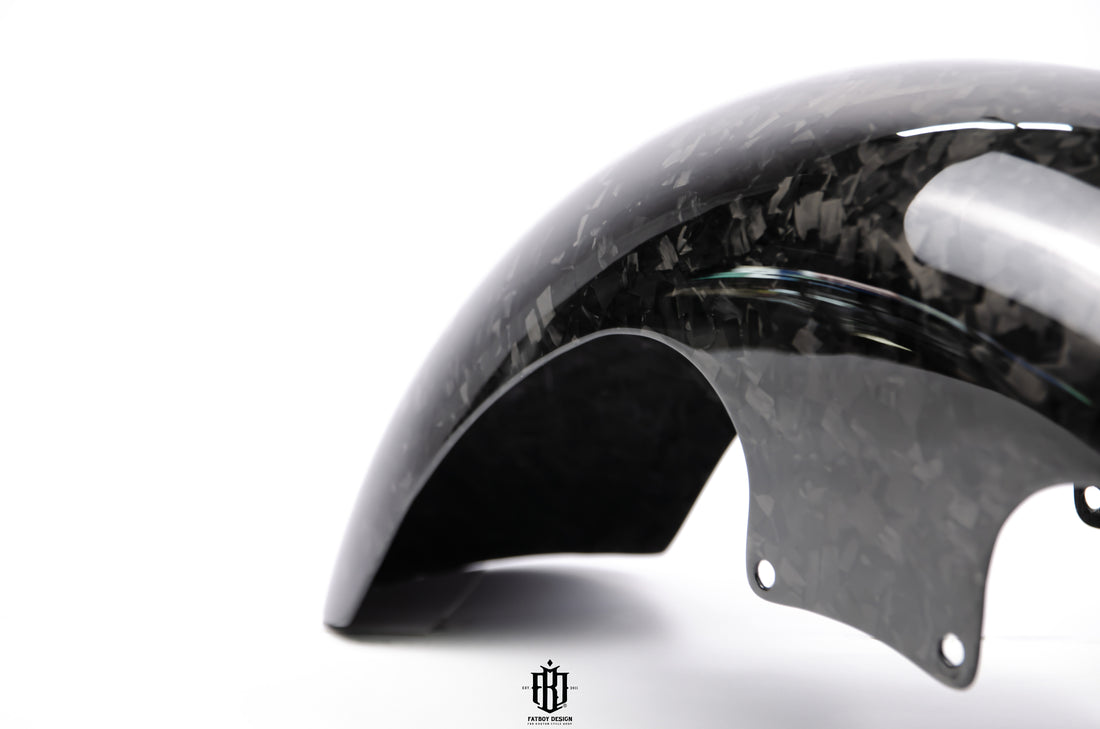 Harley Carbon Fiber Long Front Fender in Forged Carbon