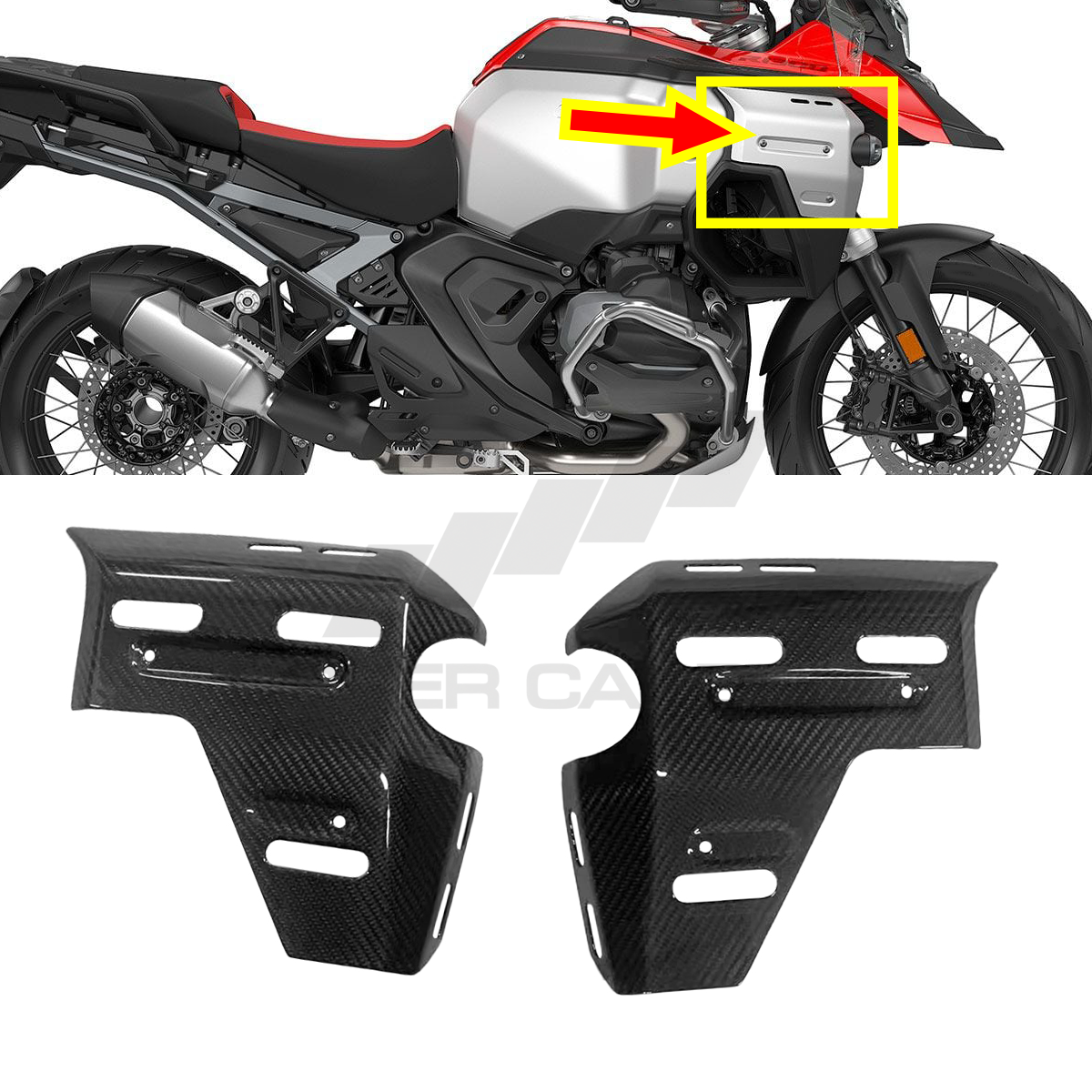 BMW R1300 GS/GSA Carbon Fiber Radiator Cover with Holes — image 6